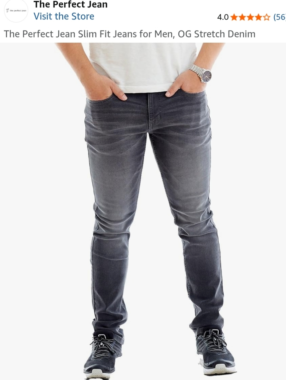 The Perfect Jean Slim Fit Jeans OG Stretch Denim (Miner - Grey, 36x30